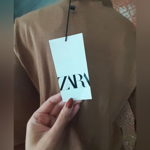 Nwt Zara Tan Wool Blend Turtle Neck Sweater - Picture 2 of 12